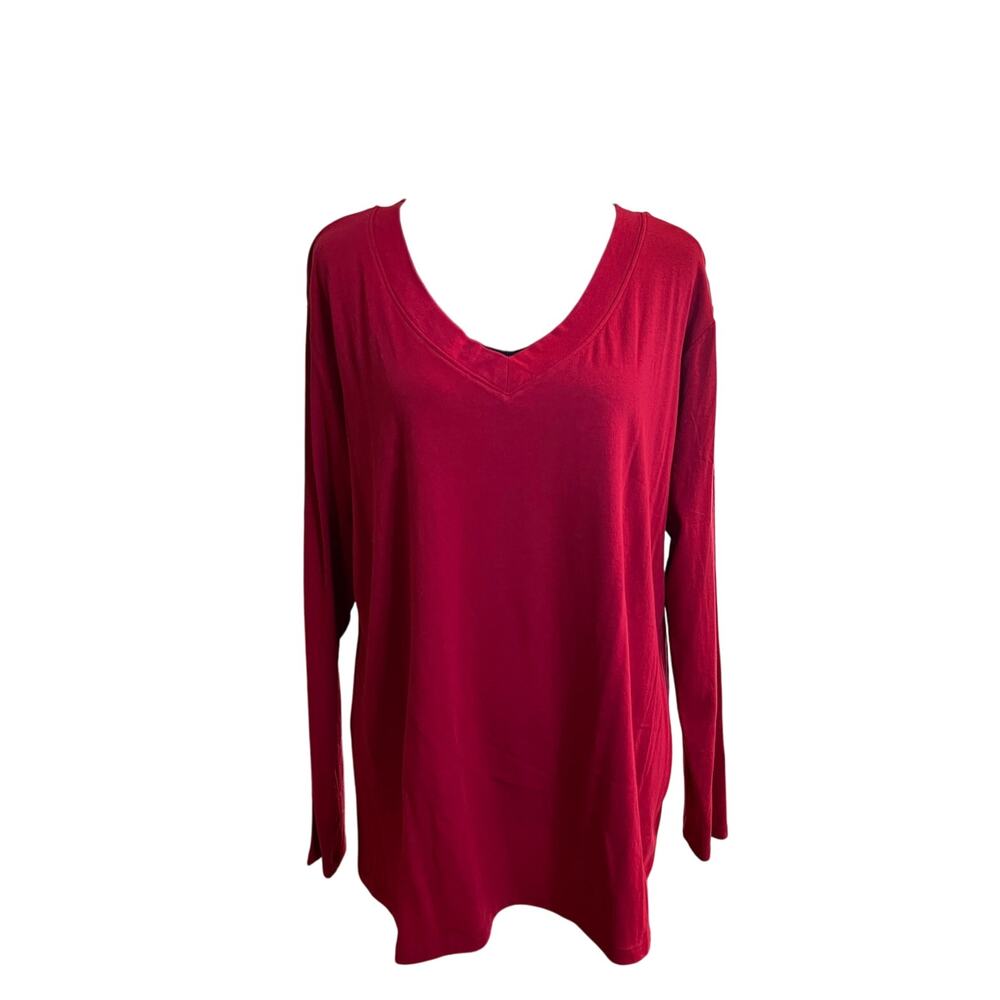 Loanna Women's Long Sleeve V-Neck T-Shirt Size 1X